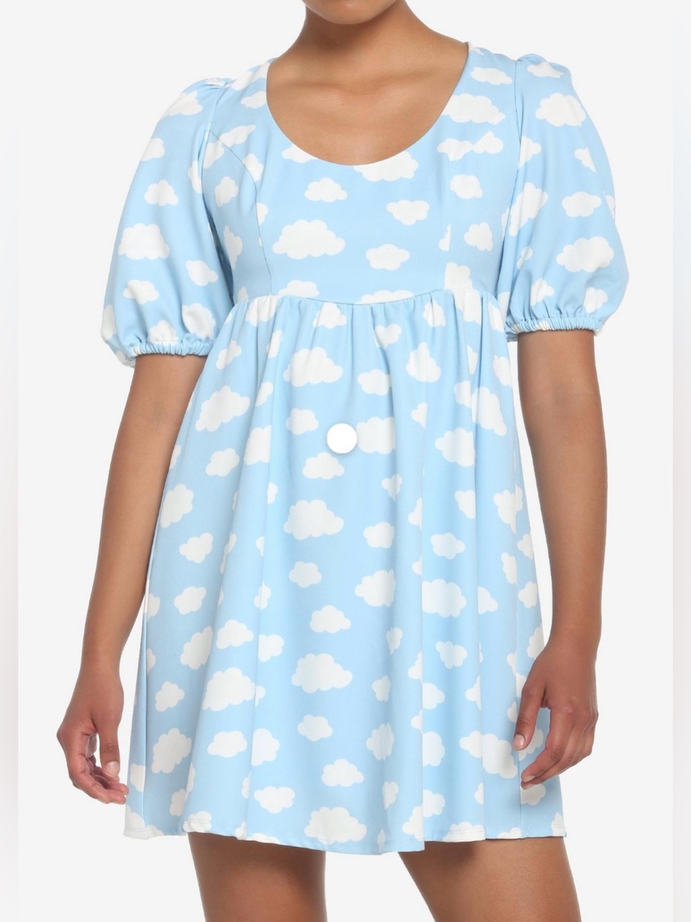 Womens Hot Topic Blue Cloud Print Puff Sleeve Mini Dress XL